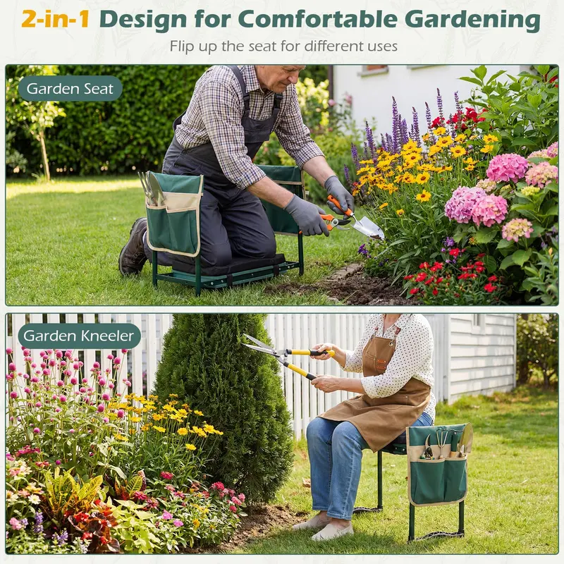 Goplus 11" breiter 2-in-1 klappbarer Gartenkniehocker und Sitz für Senioren