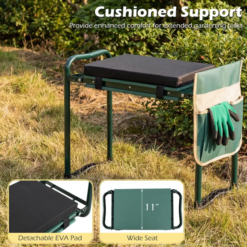 Goplus 11" breiter 2-in-1 klappbarer Gartenkniehocker und Sitz für Senioren