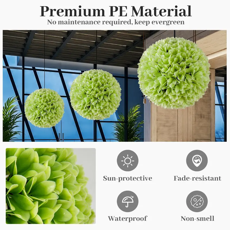 GoPlus 11-Zoll-Topiary-Kugeln, künstlich, für den Außenbereich – Set aus 2 Stück, künstliche Buchsbaumkugel, künstliche Pflanzenkugel