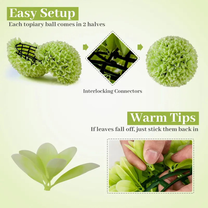GoPlus 11-Zoll-Topiary-Kugeln, künstlich, für den Außenbereich – Set aus 2 Stück, künstliche Buchsbaumkugel, künstliche Pflanzenkugel