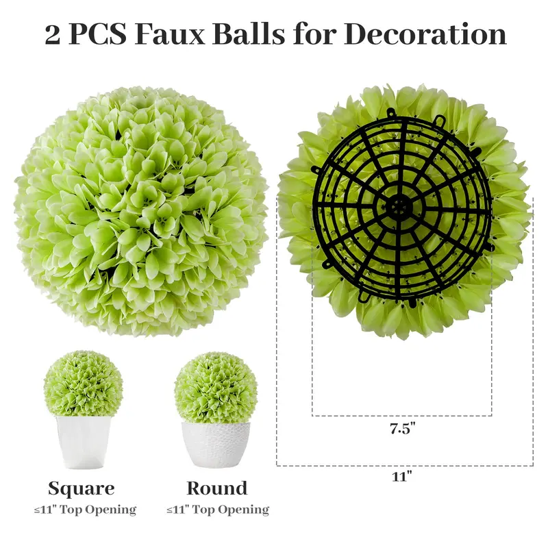 GoPlus 11-Zoll-Topiary-Kugeln, künstlich, für den Außenbereich – Set aus 2 Stück, künstliche Buchsbaumkugel, künstliche Pflanzenkugel