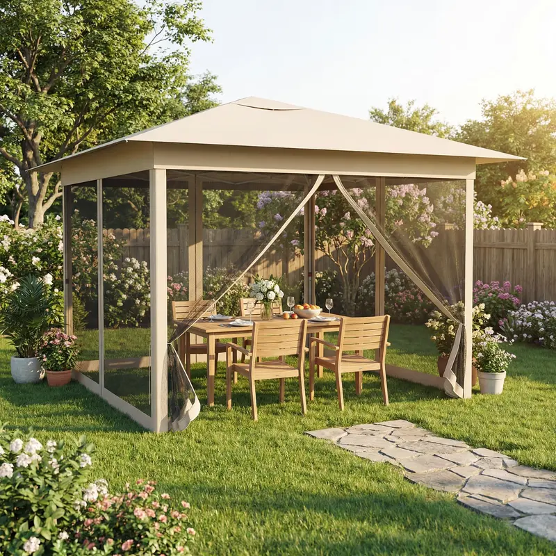 GoPlus 11,5 x 11,5 ft Klapp-Pavillon für eine Person – einfach aufzubauen, mit Insektenschutznetz