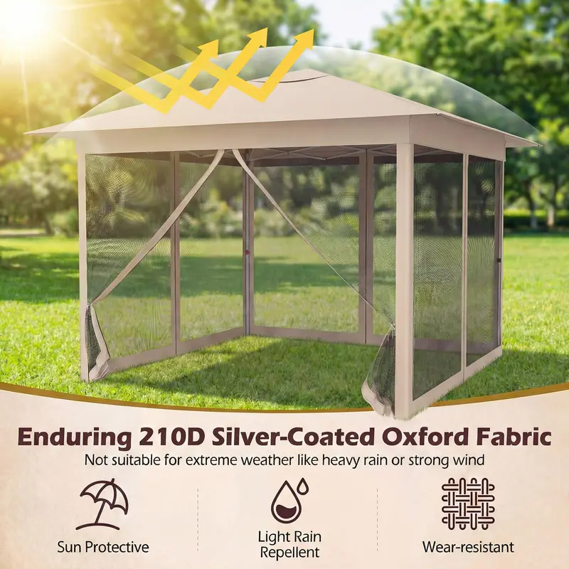 GoPlus 11,5 x 11,5 ft Klapp-Pavillon für eine Person – einfach aufzubauen, mit Insektenschutznetz