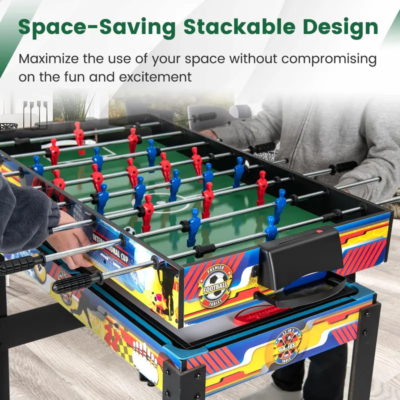 Goplus 12-in-1-Multi-Spiel-Tisch – Kombi-Spieltisch mit Tischfußball, Billard, Tischtennis, Air-Hockey, Bowling, Shuffleboard, Dame, Schach und Backgammon