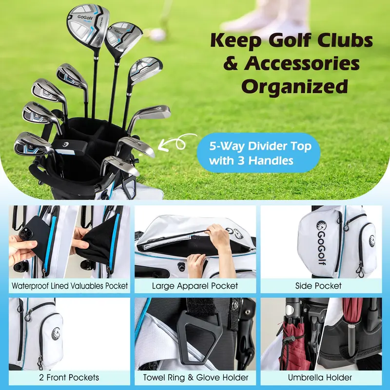 GoPlus 12-teiliges Golfschlägerset für Rechtshänder – Komplettes Golfschlägerset für Herren 2