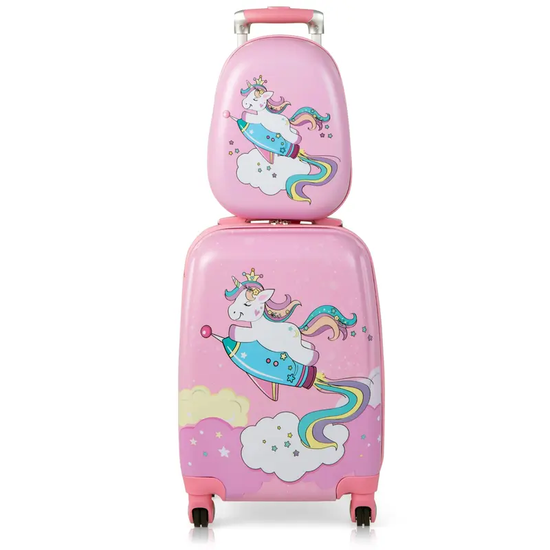 GoPlus 12"- und 18"-Kinder-Reisegepäck-Set in Rosa – Kinder-Koffer-Set