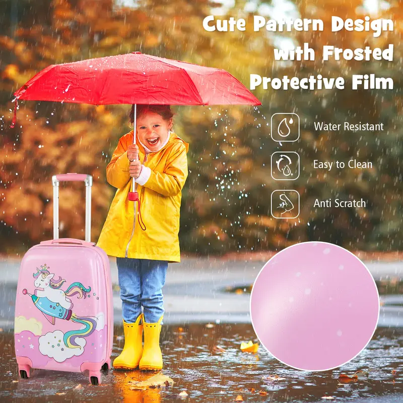 GoPlus 12"- und 18"-Kinder-Reisegepäck-Set in Rosa – Kinder-Koffer-Set 2