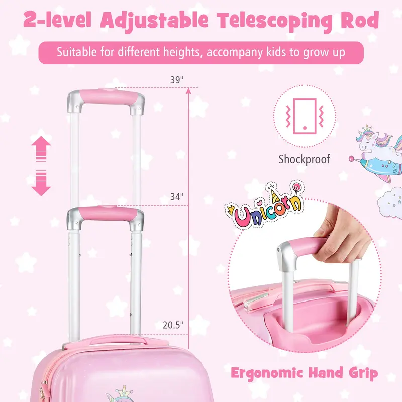 GoPlus 12"- und 18"-Kinder-Reisegepäck-Set in Rosa – Kinder-Koffer-Set