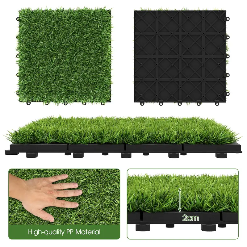 Goplus 12" x 12" Set aus 30 künstlichen Rasenfliesen