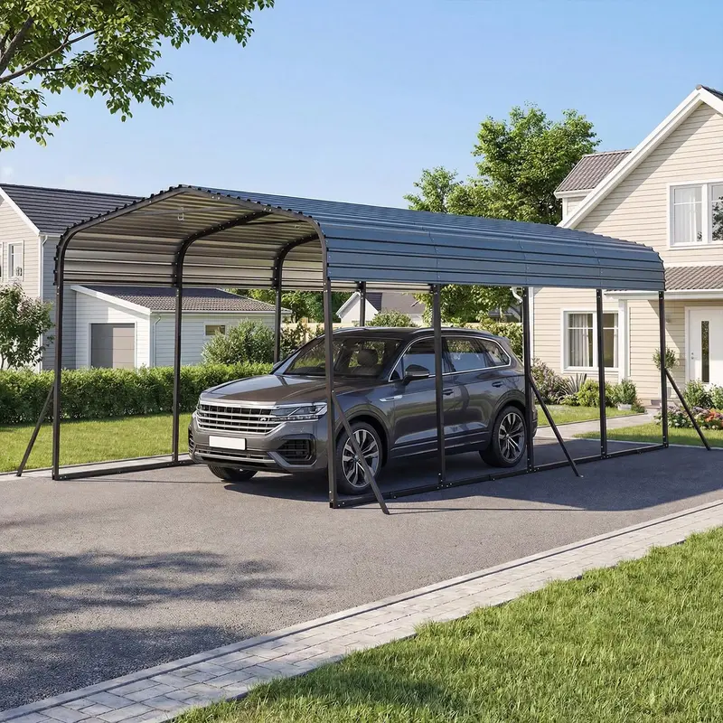 GoPlus 12 x 20 ft wetterfeste, robuste Autoüberdachung für den Außenbereich – verzinkter Stahl-Garagen-Schutz