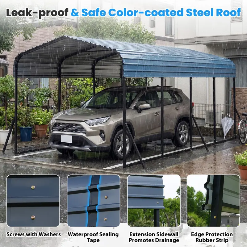 GoPlus 12 x 20 ft wetterfeste, robuste Autoüberdachung für den Außenbereich – verzinkter Stahl-Garagen-Schutz