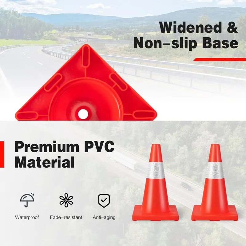 Goplus 12er-Pack Verkehrskegel aus PVC