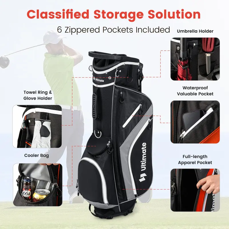 GoPlus 14-Fach-Top-Teiler-Golf-Standtasche