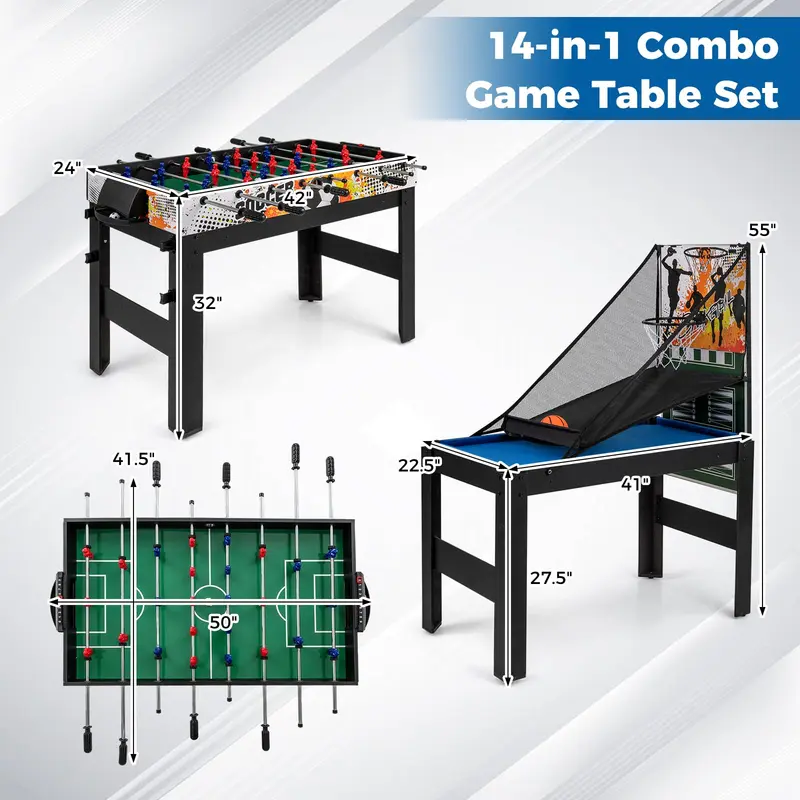 Goplus 14-in-1-Multi-Spiel-Tisch – Geschenk für Erwachsene für Heim-Arcade und Spielzimmer