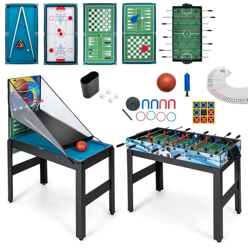 Goplus 14-in-1-Multi-Spiel-Tisch – Kombi-Spiel-Tisch mit Tischfußball, Airhockey, Billard, Tischtennis, Basketball, Schach, Dame, Bowling, Shuffleboard