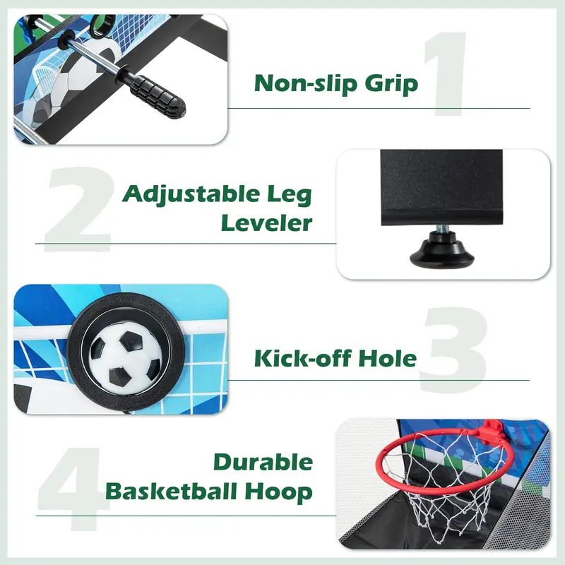 Goplus 14-in-1-Multi-Spiel-Tisch – Kombi-Spiel-Tisch mit Tischfußball, Airhockey, Billard, Tischtennis, Basketball, Schach, Dame, Bowling, Shuffleboard
