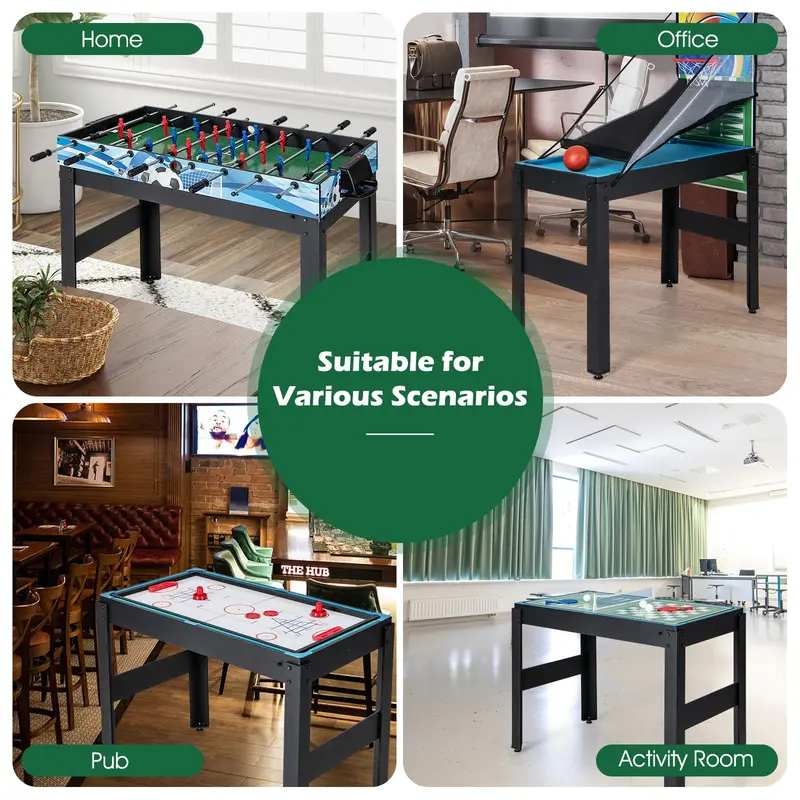 Goplus 14-in-1-Multi-Spiel-Tisch – Kombi-Spiel-Tisch mit Tischfußball, Airhockey, Billard, Tischtennis, Basketball, Schach, Dame, Bowling, Shuffleboard