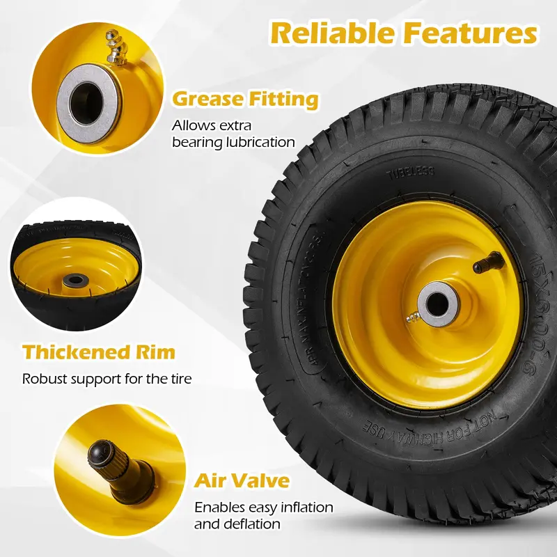 Goplus 15 x 6,00-6 Schlauchreifen mit Felgen (2er-Pack)
