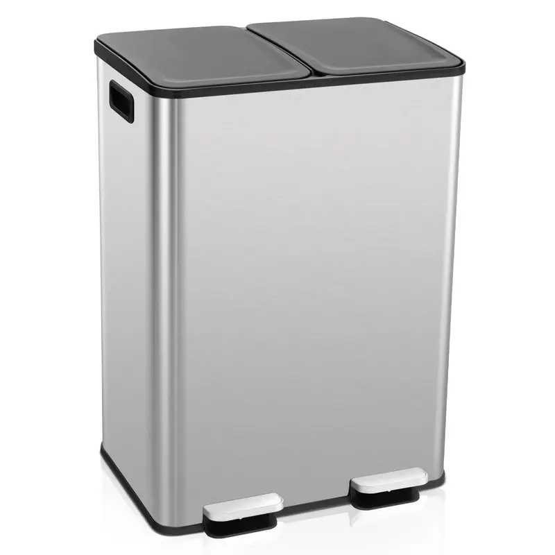 Goplus 16-Gallonen-(2×30-Liter)-Abfalleimer aus Edelstahl für die Küche