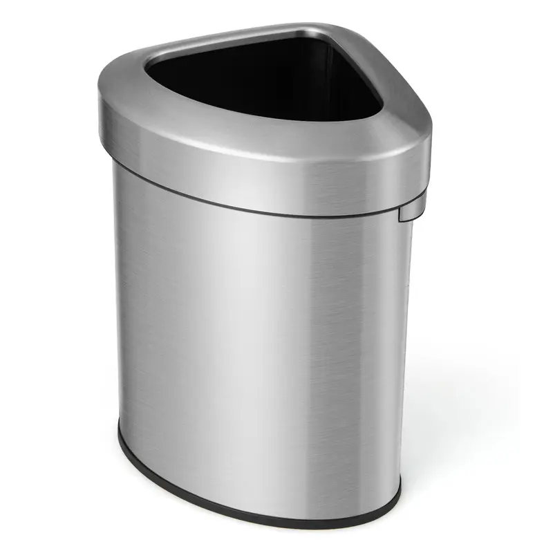 Goplus 16-Gallonen-(60-Liter)-Edelstahl-Mülleimer für Ecken, dreieckiger Abfalleimer mit Deckel