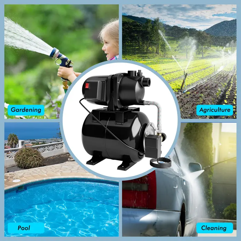 Goplus 1,6-PS-Flachbrunnenpumpe mit Druckbehälter