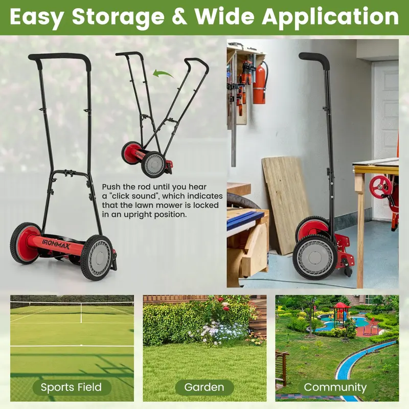 Goplus 16-Zoll-Handrasenmäher für Rasen und Garten