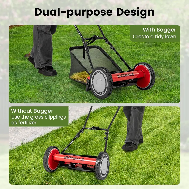 Goplus 16-Zoll-Handrasenmäher für Rasen und Garten
