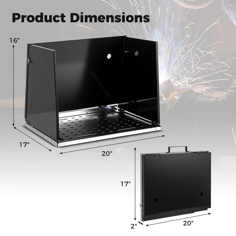 Goplus 17" x 20" tragbarer galvanisierter Metall-Arbeitstisch mit 3 Schutzplatten