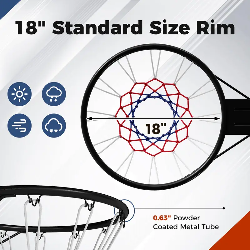 Goplus 18" Ersatz-Basketballkorb mit Allwetter-Netz und Doppelfeder