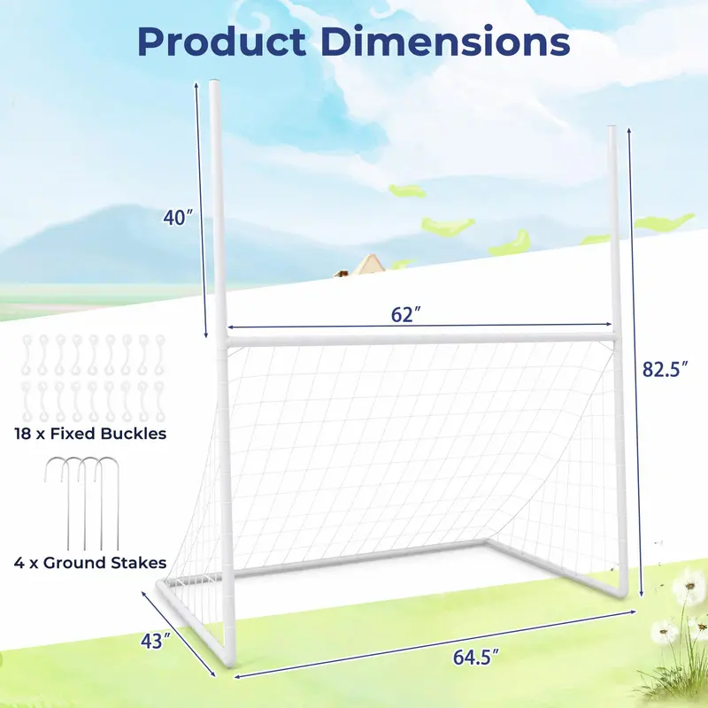 Goplus 2-in-1-Fußballtor, Fußballfeldtor mit 4 Bodenstiften, 168 cm × 109 cm × 210 cm (L × B × H)