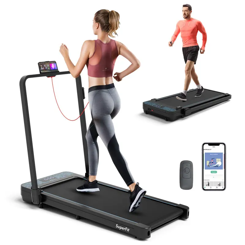 Goplus 2-in-1-Klapp-Laufband, 136 kg Tragkraft, Walking-Pad mit Handgriff, Unter-Schreibtisch-Laufband mit Fernbedienung und App-Steuerung