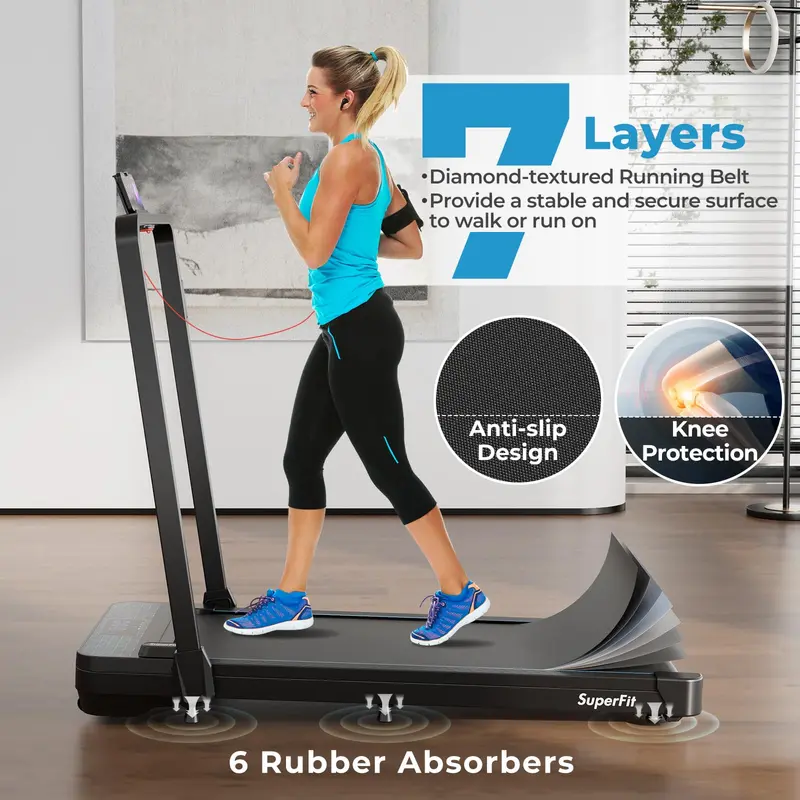 Goplus 2-in-1-Klapp-Laufband, 136 kg Tragkraft, Walking-Pad mit Handgriff, Unter-Schreibtisch-Laufband mit Fernbedienung und App-Steuerung
