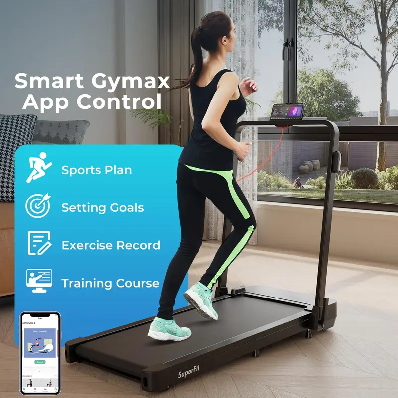 Goplus 2-in-1-Klapp-Laufband, 136 kg Tragkraft, Walking-Pad mit Handgriff, Unter-Schreibtisch-Laufband mit Fernbedienung und App-Steuerung