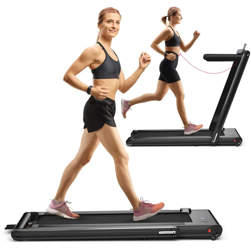 Goplus 2-in-1-Klapp-Laufband, 2,25 PS elektrisches Unter-Schreibtisch-Laufband mit LED-Display