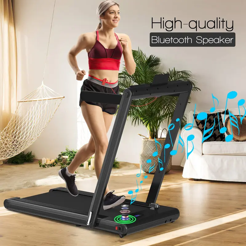 Goplus 2-in-1-Klapp-Laufband, 2,25 PS elektrisches Unter-Schreibtisch-Laufband mit LED-Display 2