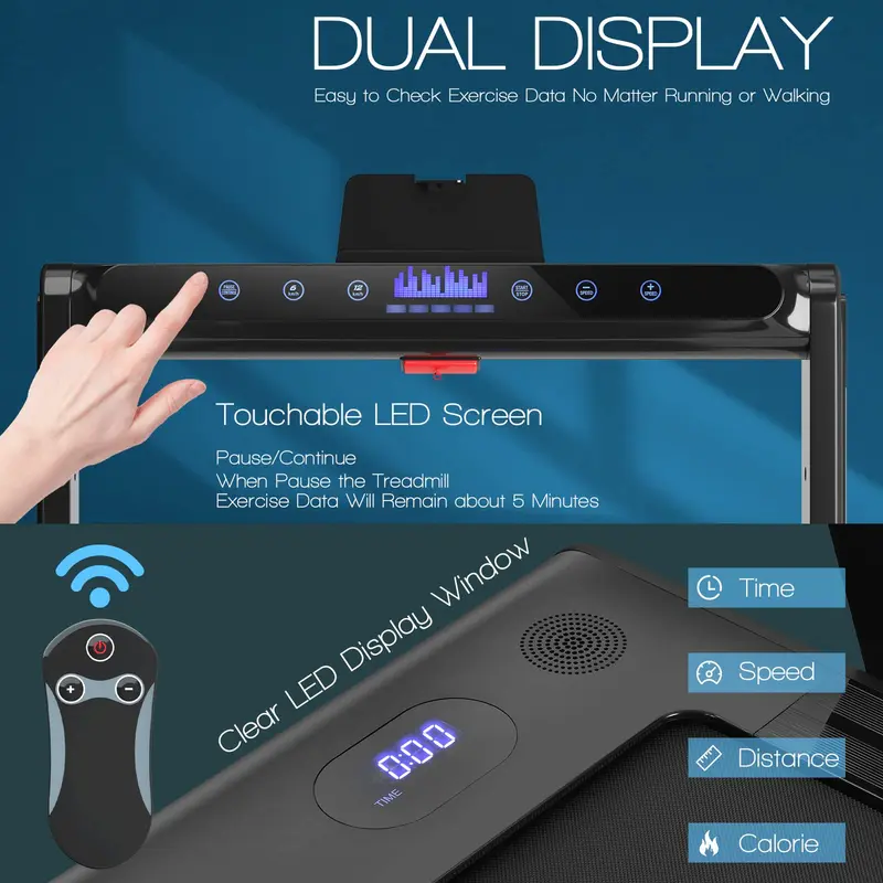 Goplus 2-in-1-Klapp-Laufband, 2,25 PS elektrisches Unter-Schreibtisch-Laufband mit LED-Display