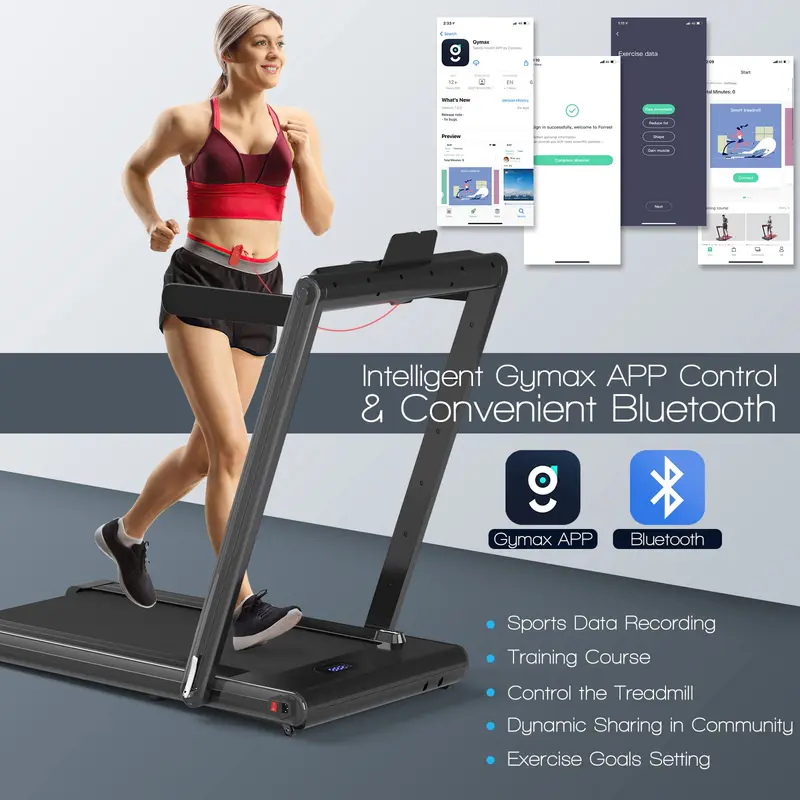 Goplus 2-in-1-Klapp-Laufband, 2,25 PS elektrisches Unter-Schreibtisch-Laufband mit LED-Display
