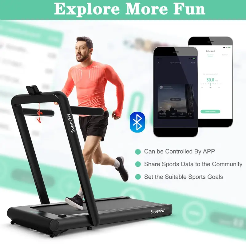 Goplus 2-in-1-Klapp-Laufband, 4,75-PS-Superfit-Untertisch-Elektrolaufband mit APP-Steuerung