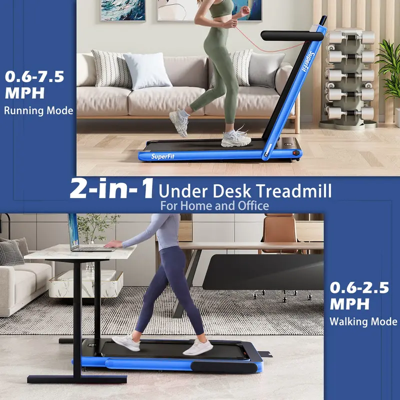 Goplus 2-in-1-Laufband für den Schreibtisch, 2,25-PS-Superfit-Klapp-Laufband für Homeoffice mit intelligenter App