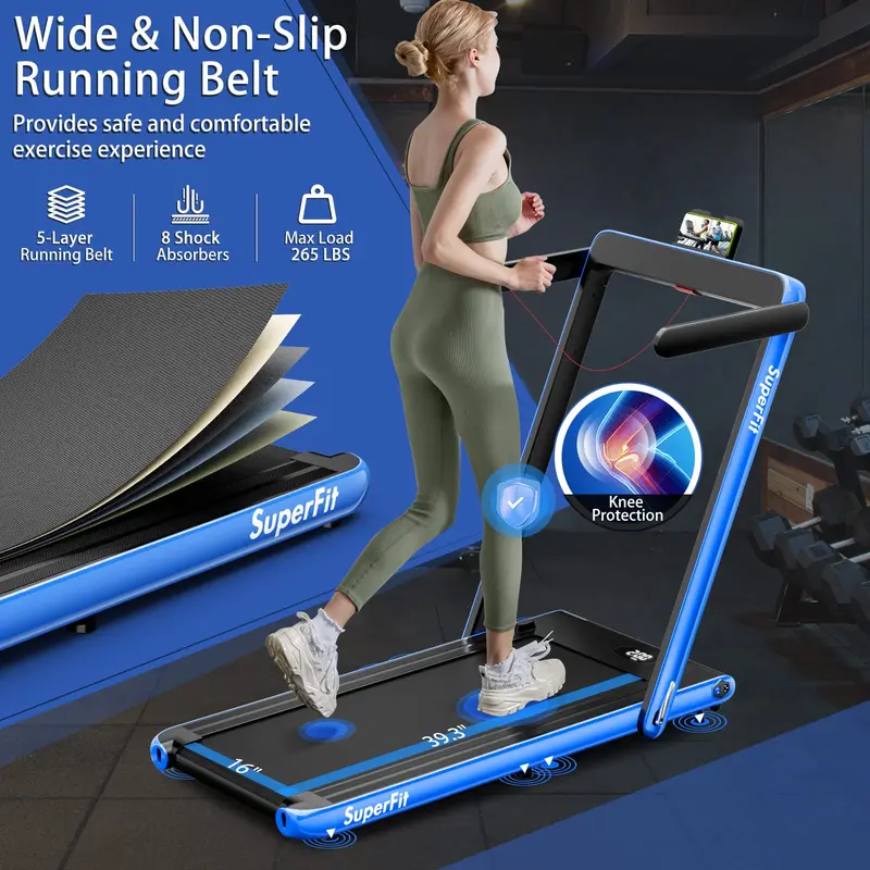 Goplus 2-in-1-Laufband für den Schreibtisch, 2,25-PS-Superfit-Klapp-Laufband für Homeoffice mit intelligenter App