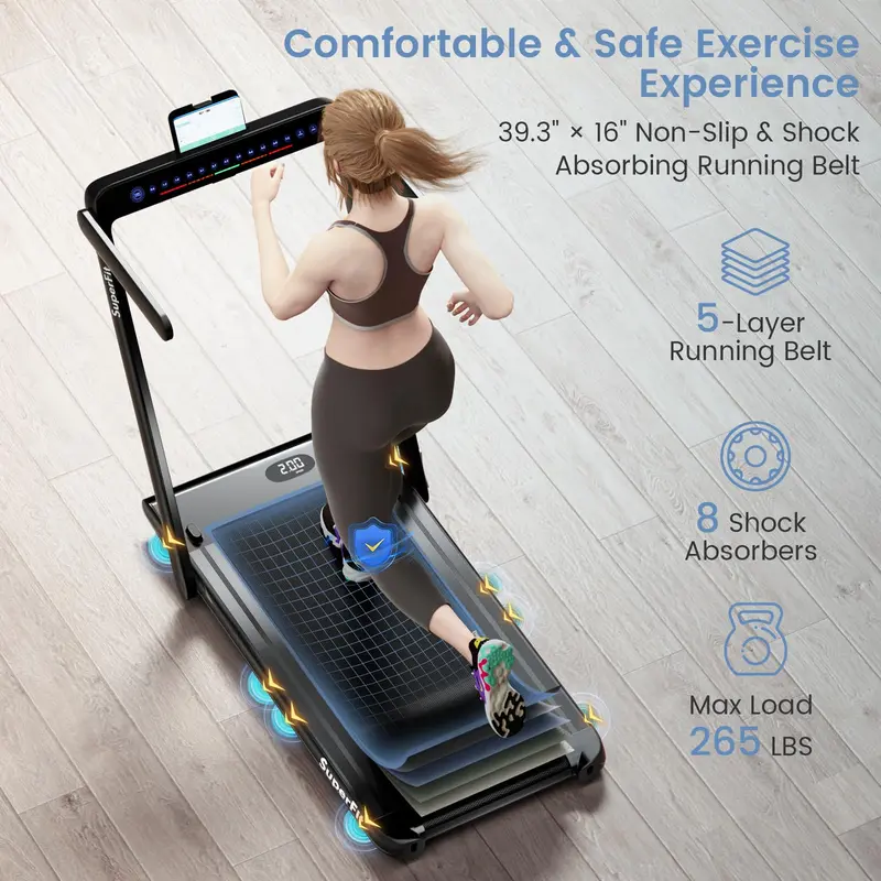 Goplus 2-in-1-Laufband für den Schreibtisch, klappbares Superfit-Laufband mit 2,25 PS und Touchpanel-Steuerung, Laufbänder für Homeoffice