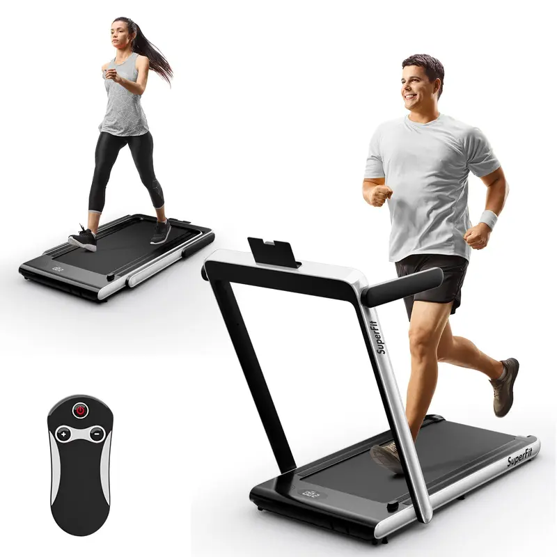 Goplus 2-in-1-Laufband für den Schreibtisch, klappbares Superfit-Laufband mit 2,25 PS und Touchpanel-Steuerung, Laufbänder für Homeoffice
