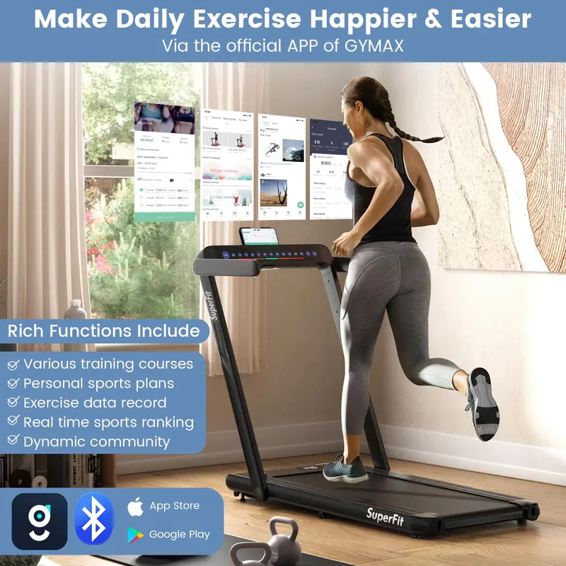 Goplus 2-in-1-Laufband für den Schreibtisch, klappbares Superfit-Laufband mit 2,25 PS und Touchpanel-Steuerung, Laufbänder für Homeoffice
