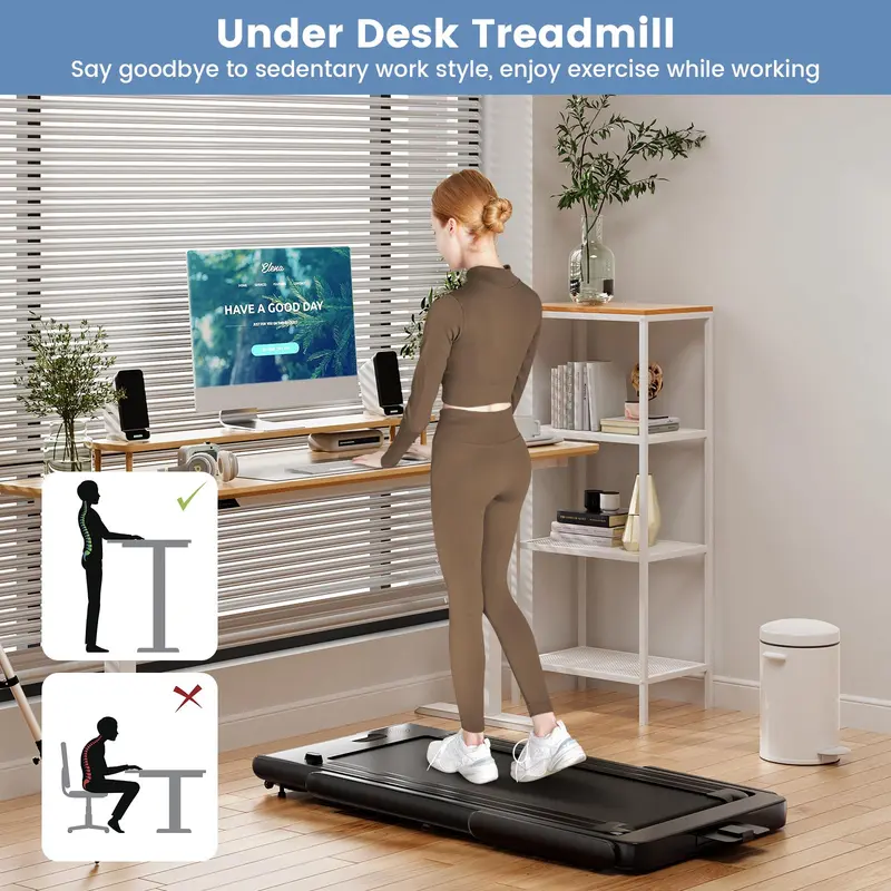 Goplus 2-in-1-Laufband für den Schreibtisch, klappbares Superfit-Laufband mit 2,25 PS und Touchpanel-Steuerung, Laufbänder für Homeoffice