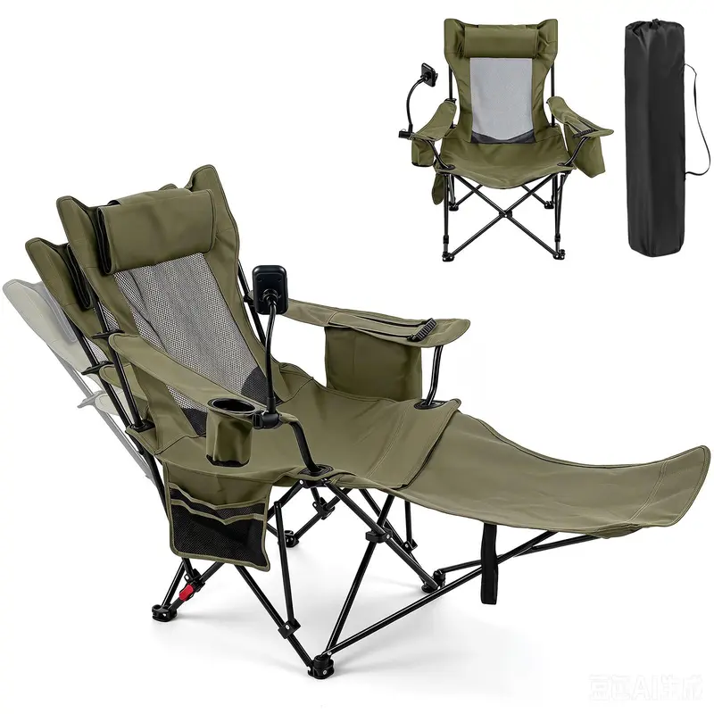 GoPlus 2-in-1 Liege-Campingstuhl mit abnehmbarem Fußstütze und 3-stufig verstellbarer Rückenlehne