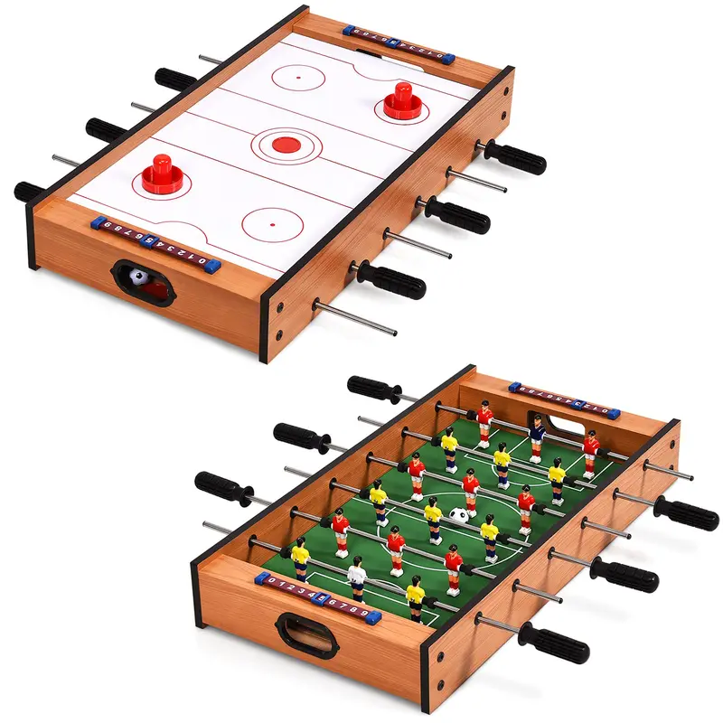 Goplus 2-in-1-Multi-Spiel-Tisch: Mini-Kicker-Tisch & Luft-Hockey-Tisch mit realistischem Spielfeld