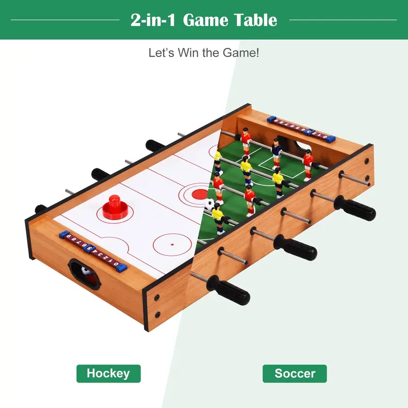Goplus 2-in-1-Multi-Spiel-Tisch: Mini-Kicker-Tisch & Luft-Hockey-Tisch mit realistischem Spielfeld