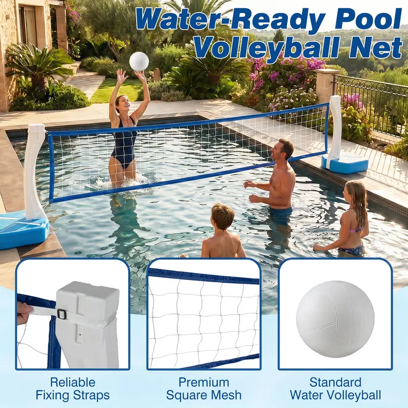 Goplus 2-in-1-Pool-Basketballkorb & Volleyballnetz für Jugendliche und Erwachsene – Sommerlicher Outdoor-Spaß für Partys