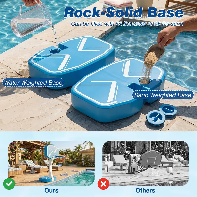 Goplus 2-in-1-Pool-Basketballkorb & Volleyballnetz für Jugendliche und Erwachsene – Sommerlicher Outdoor-Spaß für Partys
