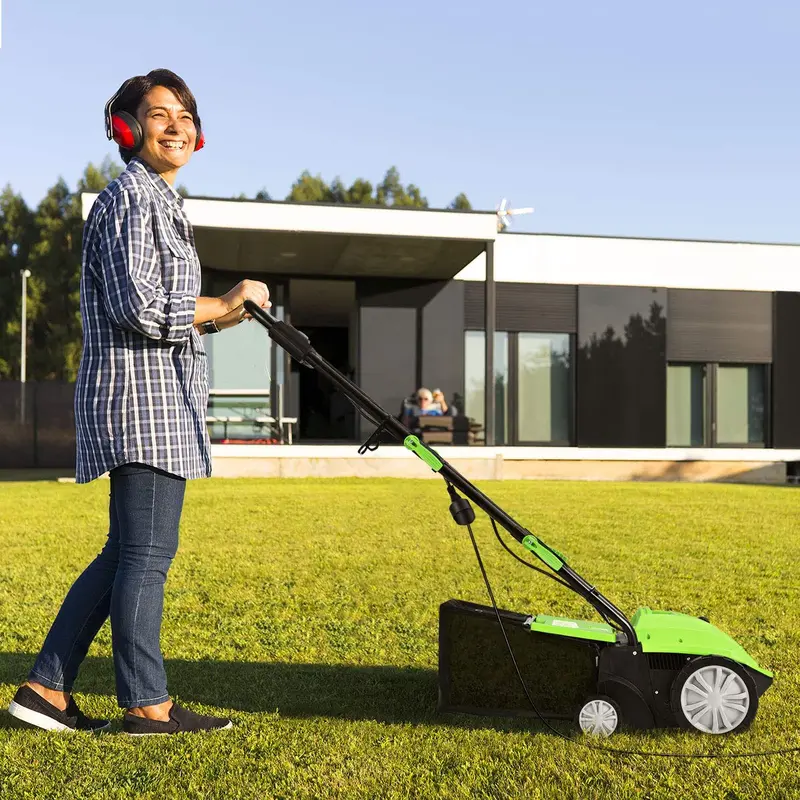 GoPlus 2-in-1-Rasenentmooser mit 12 A, 3-stufig einstellbare Tiefe für Unkrautentfernung 2